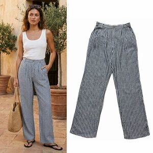 Reformation Linen Striped Wide Leg Pants 8 Picnic Summer Coastal Vacation
